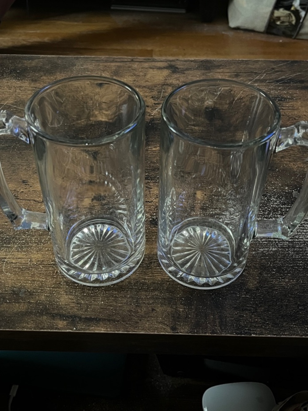 Libbey 5272 Clear Glass Sports Mugs with Sunburst Base (Set of 2)